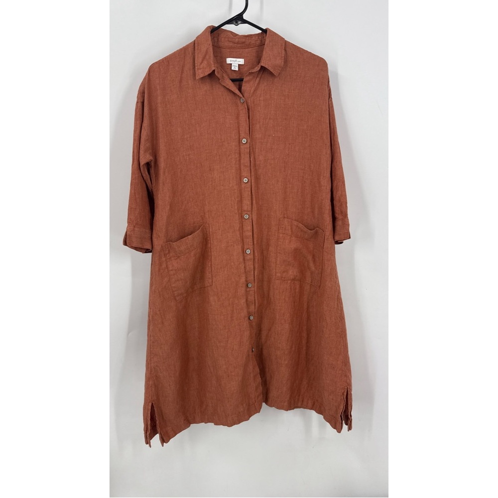 Pure Jill linen by J Jill lagenlook oversized Button-Down Shirt Dress XS